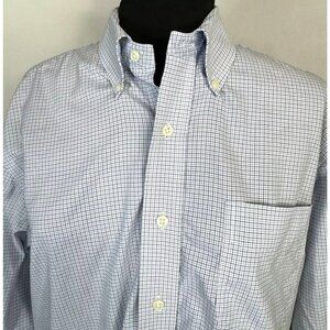 Lauren Ralph Lauren Mens Non-Iron Button-Down Long Sleeve Blue Shirt 16 34-35